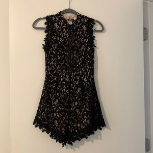 Black Lace Open Back Romper - Never Worn